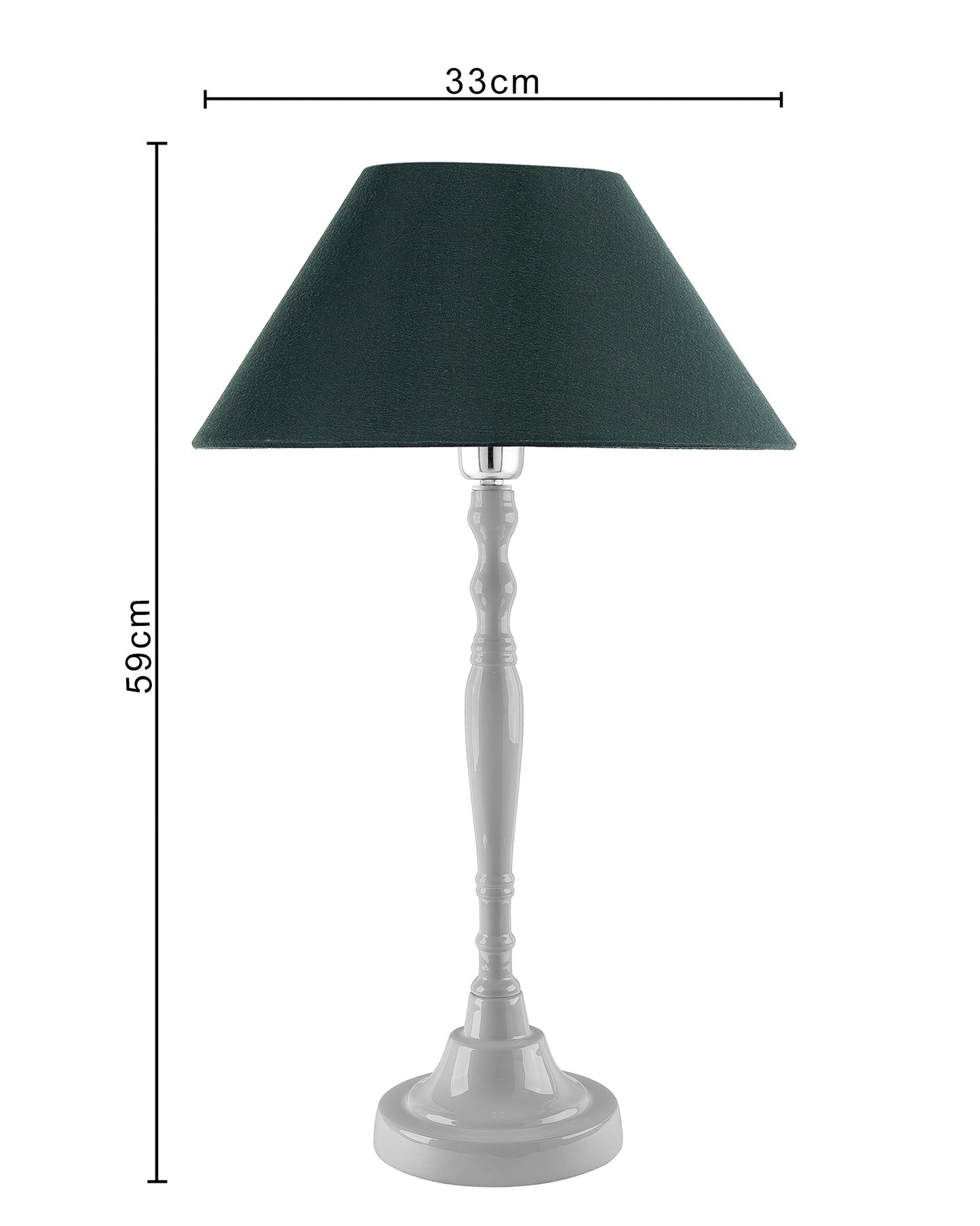 Glossy White Imperial Aluminium Table Lamp With Cone Shade, Bedside, Living Room Study Lamp, Bulb Included