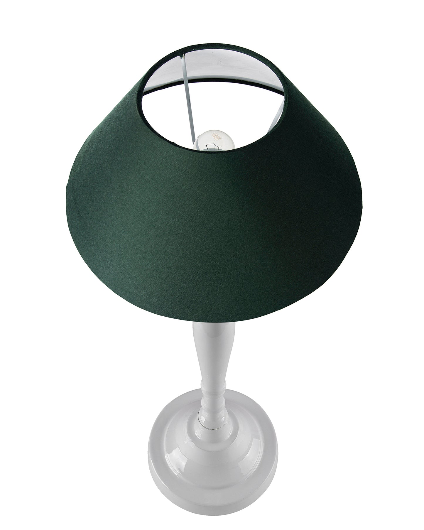 Glossy White Imperial Aluminium Table Lamp With Cone Shade, Bedside, Living Room Study Lamp, Bulb Included