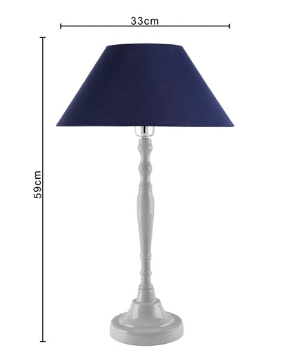 Glossy White Imperial Aluminium Table Lamp With Cone Shade, Bedside, Living Room Study Lamp, Bulb Included