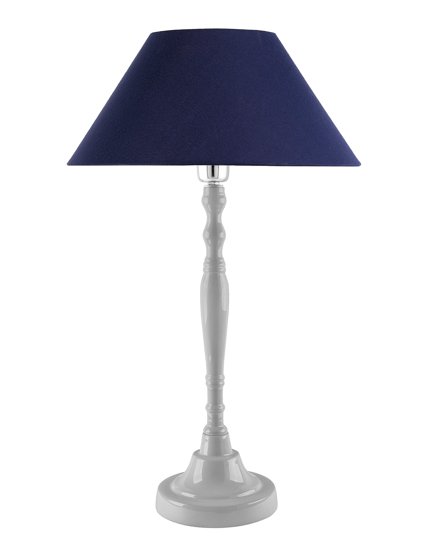 Glossy White Imperial Aluminium Table Lamp With Cone Shade, Bedside, Living Room Study Lamp, Bulb Included