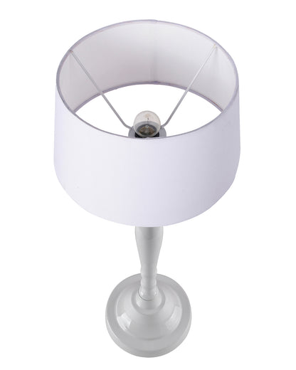 Glossy White Imperial Aluminium Table Lamp With Cone Shade, Bedside, Living Room Study Lamp, Bulb Included