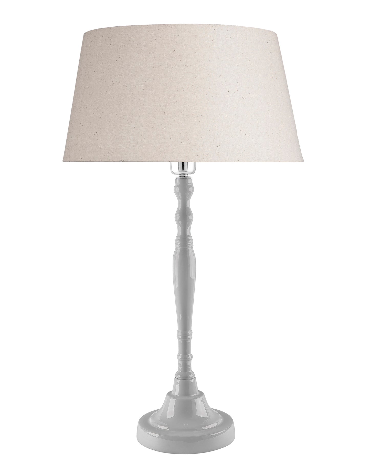 Glossy White Imperial Aluminium Table Lamp With Cone Shade, Bedside, Living Room Study Lamp, Bulb Included