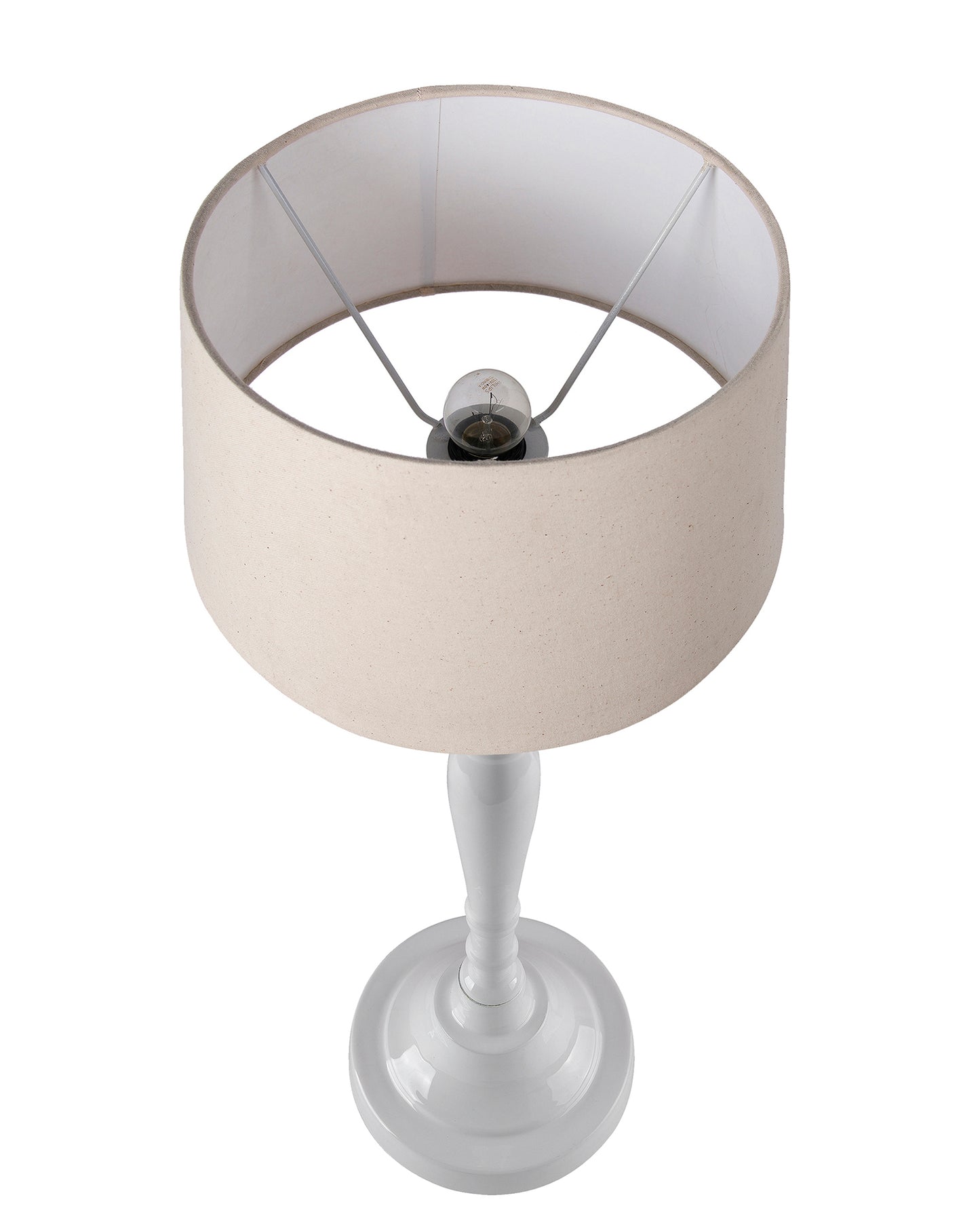 Glossy White Imperial Aluminium Table Lamp With Cone Shade, Bedside, Living Room Study Lamp, Bulb Included
