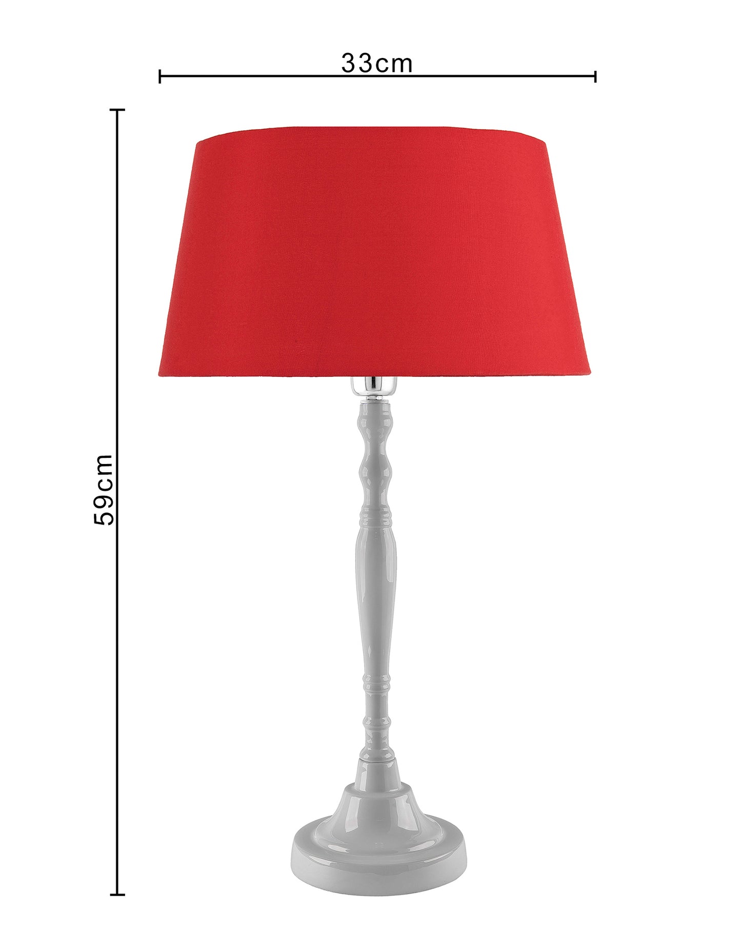 Glossy White Imperial Aluminium Table Lamp With Cone Shade, Bedside, Living Room Study Lamp, Bulb Included