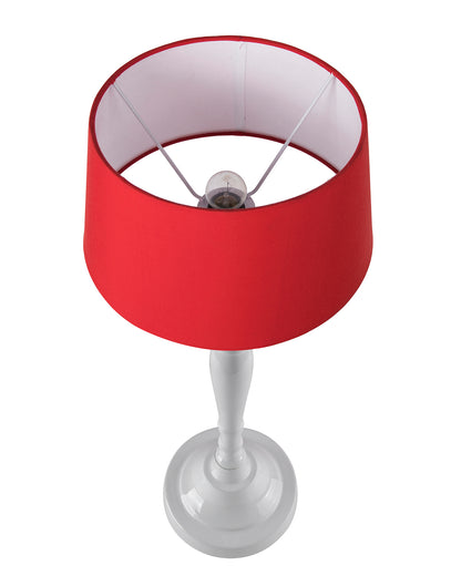 Glossy White Imperial Aluminium Table Lamp With Cone Shade, Bedside, Living Room Study Lamp, Bulb Included