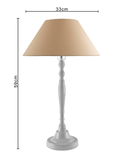 Glossy White Imperial Aluminium Table Lamp With Cone Shade, Bedside, Living Room Study Lamp, Bulb Included