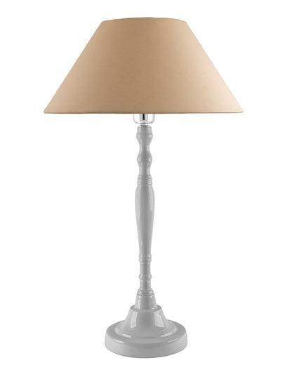 Glossy White Imperial Aluminium Table Lamp With Cone Shade, Bedside, Living Room Study Lamp, Bulb Included