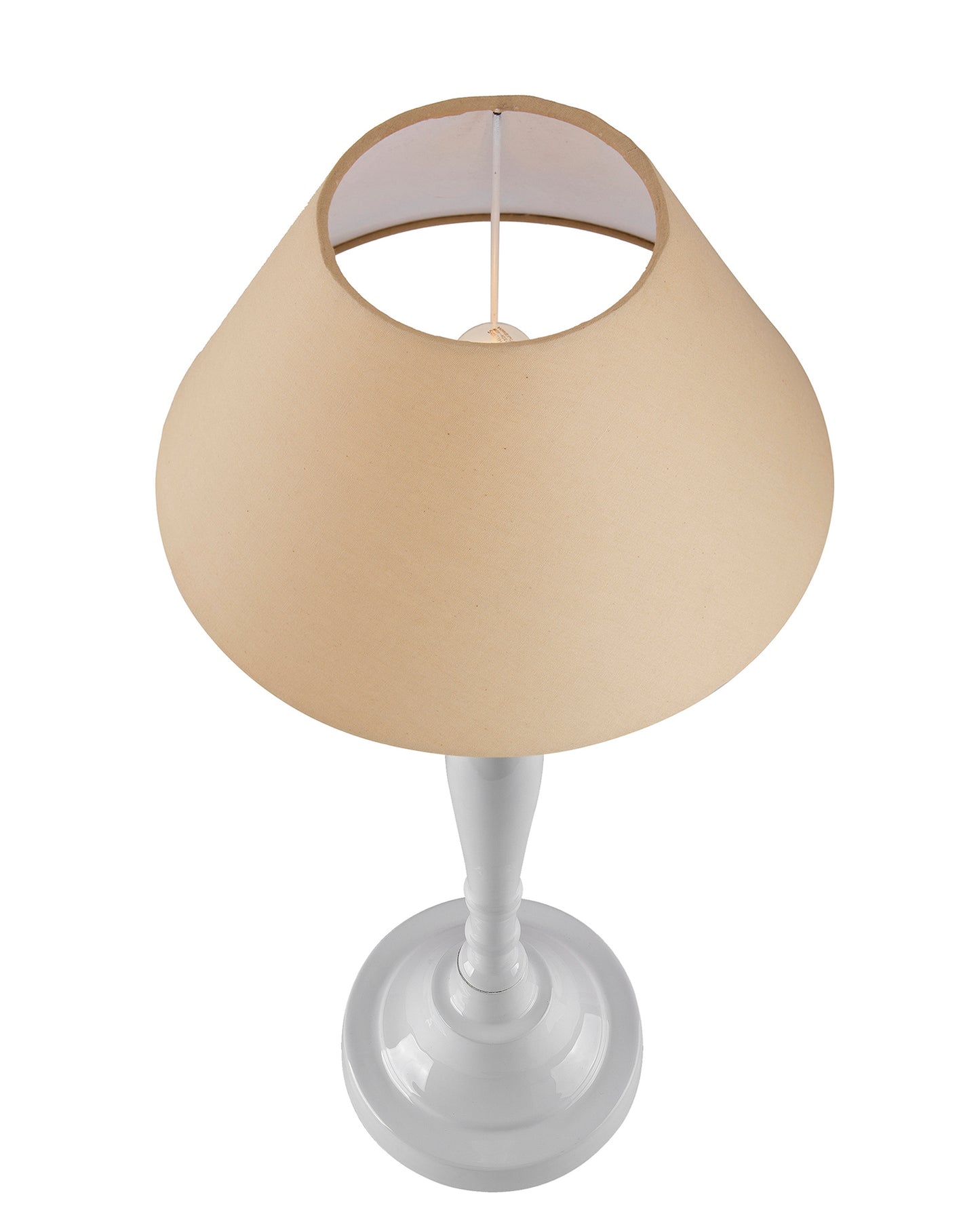 Glossy White Imperial Aluminium Table Lamp With Cone Shade, Bedside, Living Room Study Lamp, Bulb Included