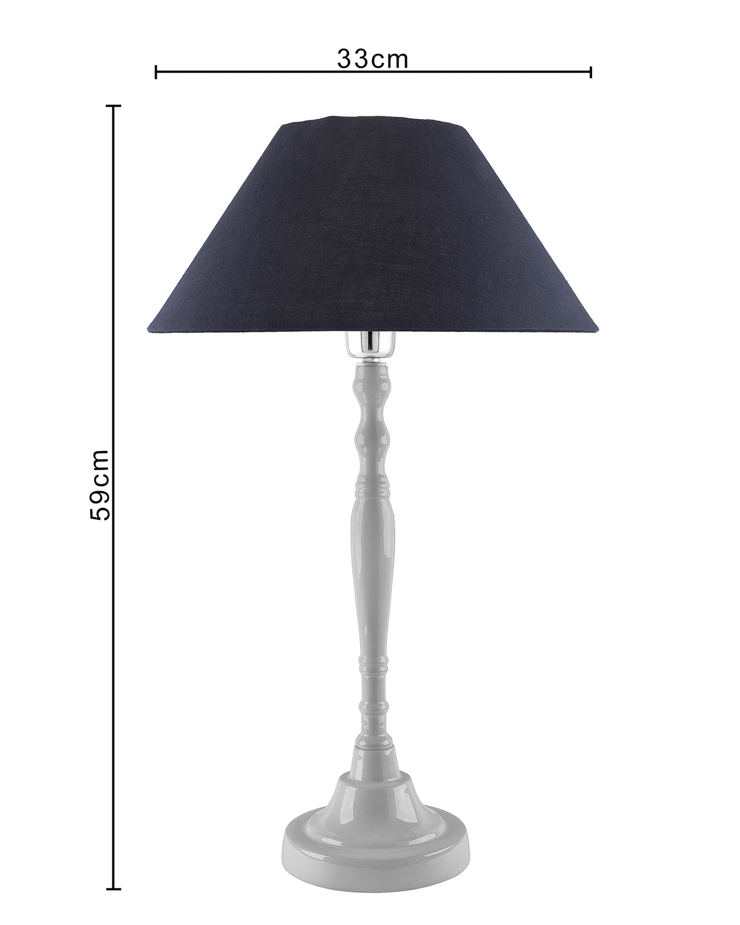 Glossy White Imperial Aluminium Table Lamp With Cone Shade, Bedside, Living Room Study Lamp, Bulb Included