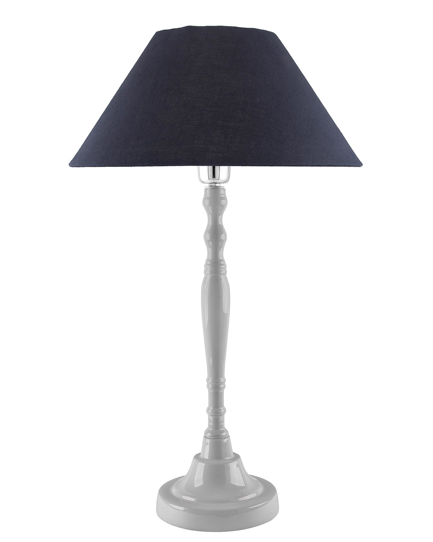 Glossy White Imperial Aluminium Table Lamp With Cone Shade, Bedside, Living Room Study Lamp, Bulb Included