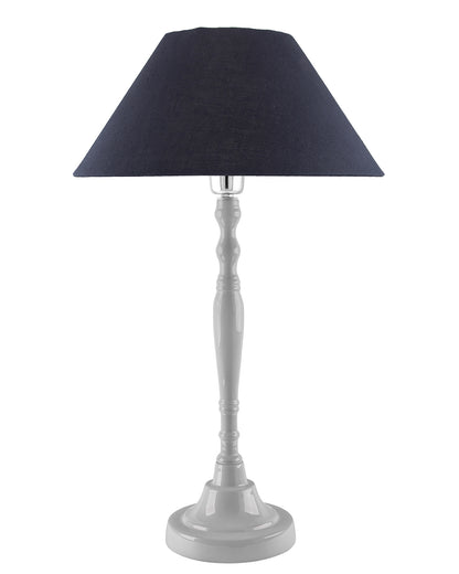 Glossy White Imperial Aluminium Table Lamp With Cone Shade, Bedside, Living Room Study Lamp, Bulb Included