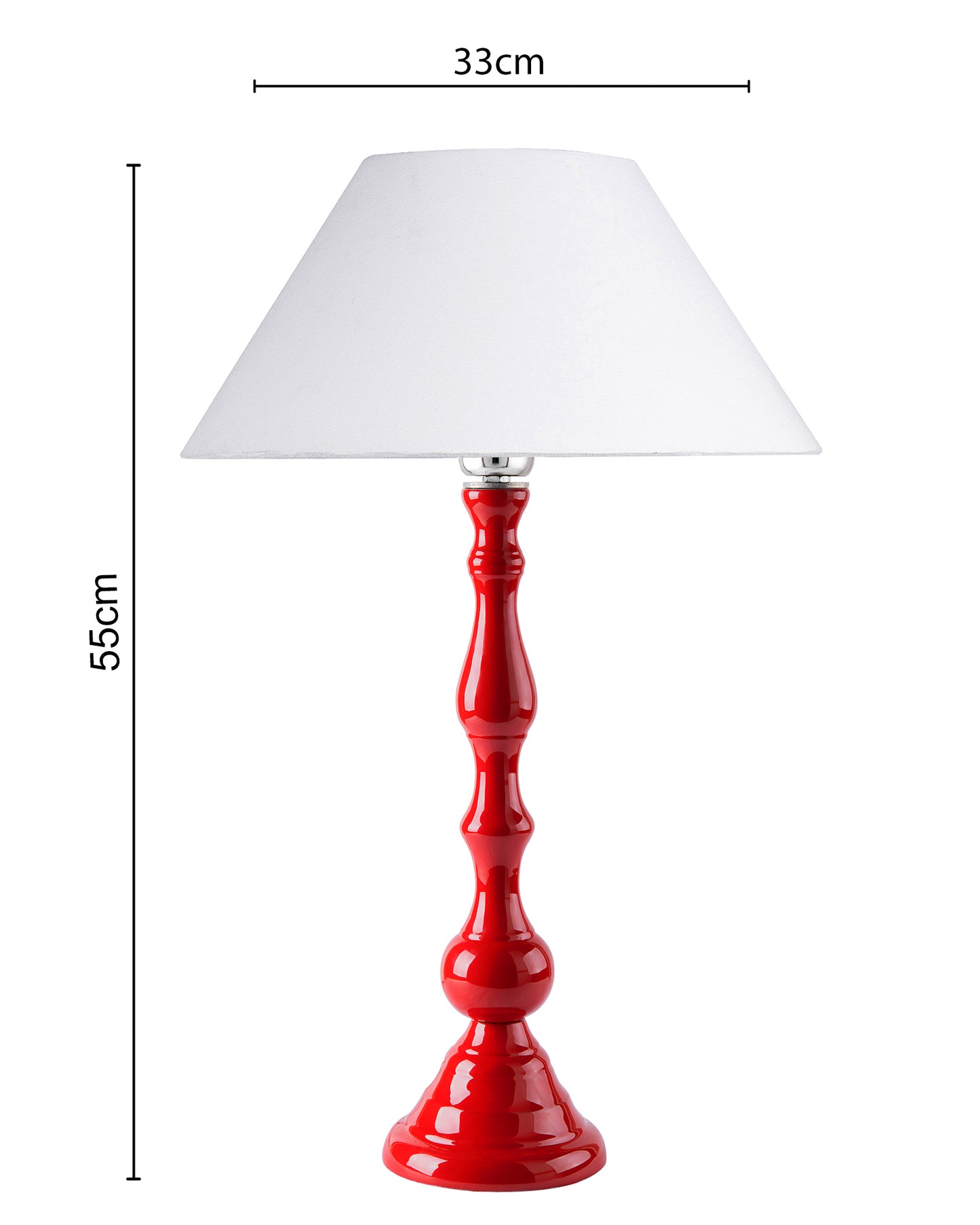 Glossy Red Teardrop Aluminium Table Lamp With Cone Shade, Bedside, Living Room Study Lamp, Bulb Included
