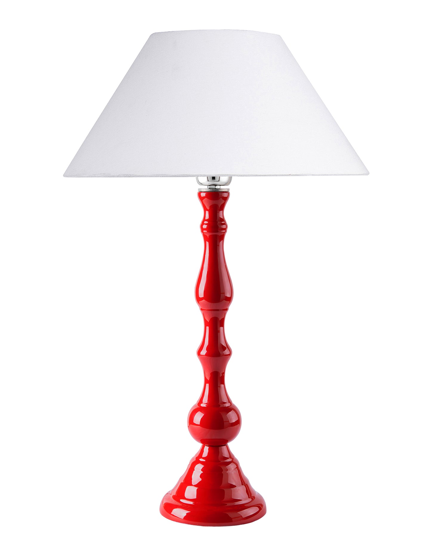 Glossy Red Teardrop Aluminium Table Lamp With Cone Shade, Bedside, Living Room Study Lamp, Bulb Included