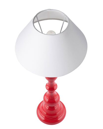 Glossy Red Teardrop Aluminium Table Lamp With Cone Shade, Bedside, Living Room Study Lamp, Bulb Included