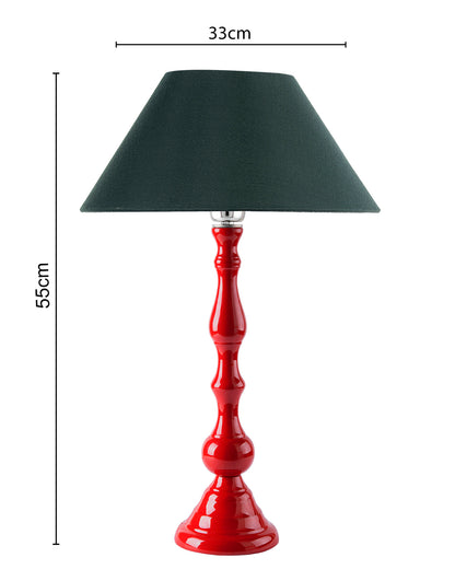 Glossy Red Teardrop Aluminium Table Lamp With Cone Shade, Bedside, Living Room Study Lamp, Bulb Included