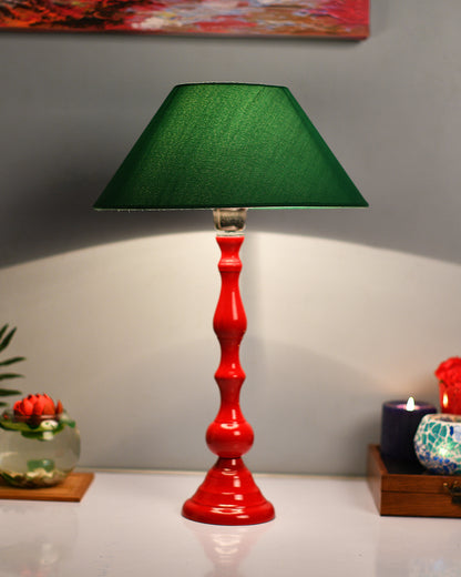 Glossy Red Teardrop Aluminium Table Lamp With Cone Shade, Bedside, Living Room Study Lamp, Bulb Included