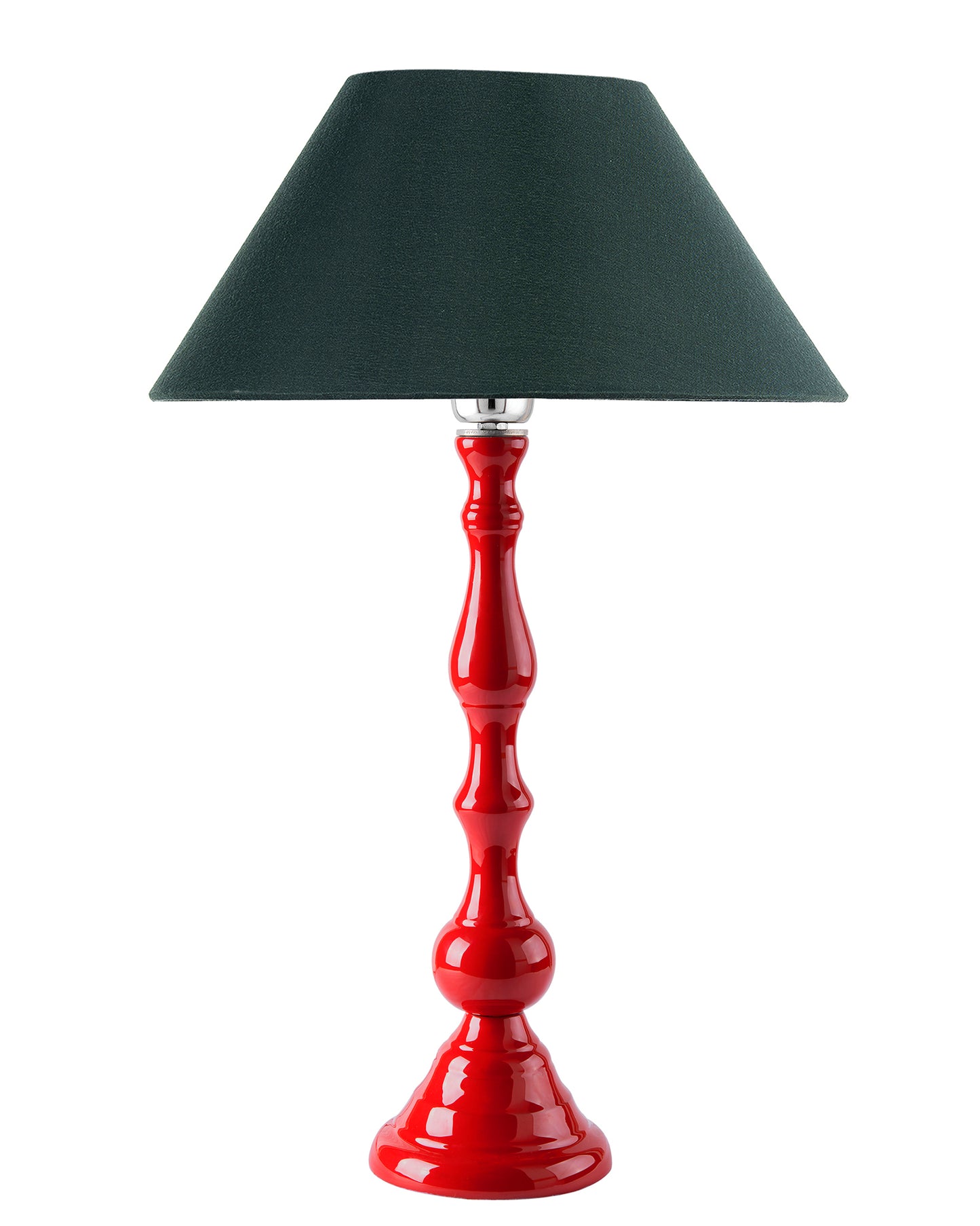 Glossy Red Teardrop Aluminium Table Lamp With Cone Shade, Bedside, Living Room Study Lamp, Bulb Included
