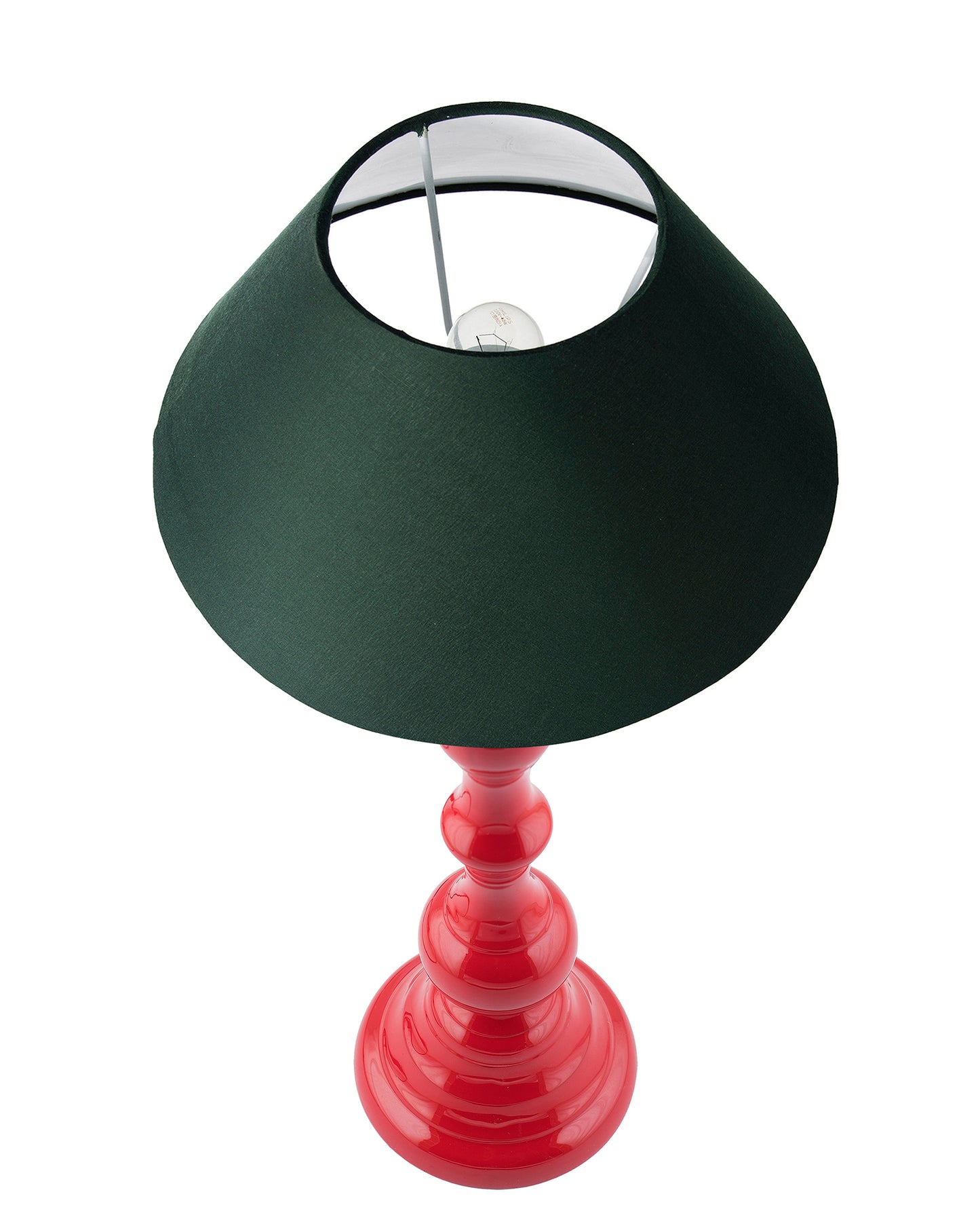 Glossy Red Teardrop Aluminium Table Lamp With Cone Shade, Bedside, Living Room Study Lamp, Bulb Included