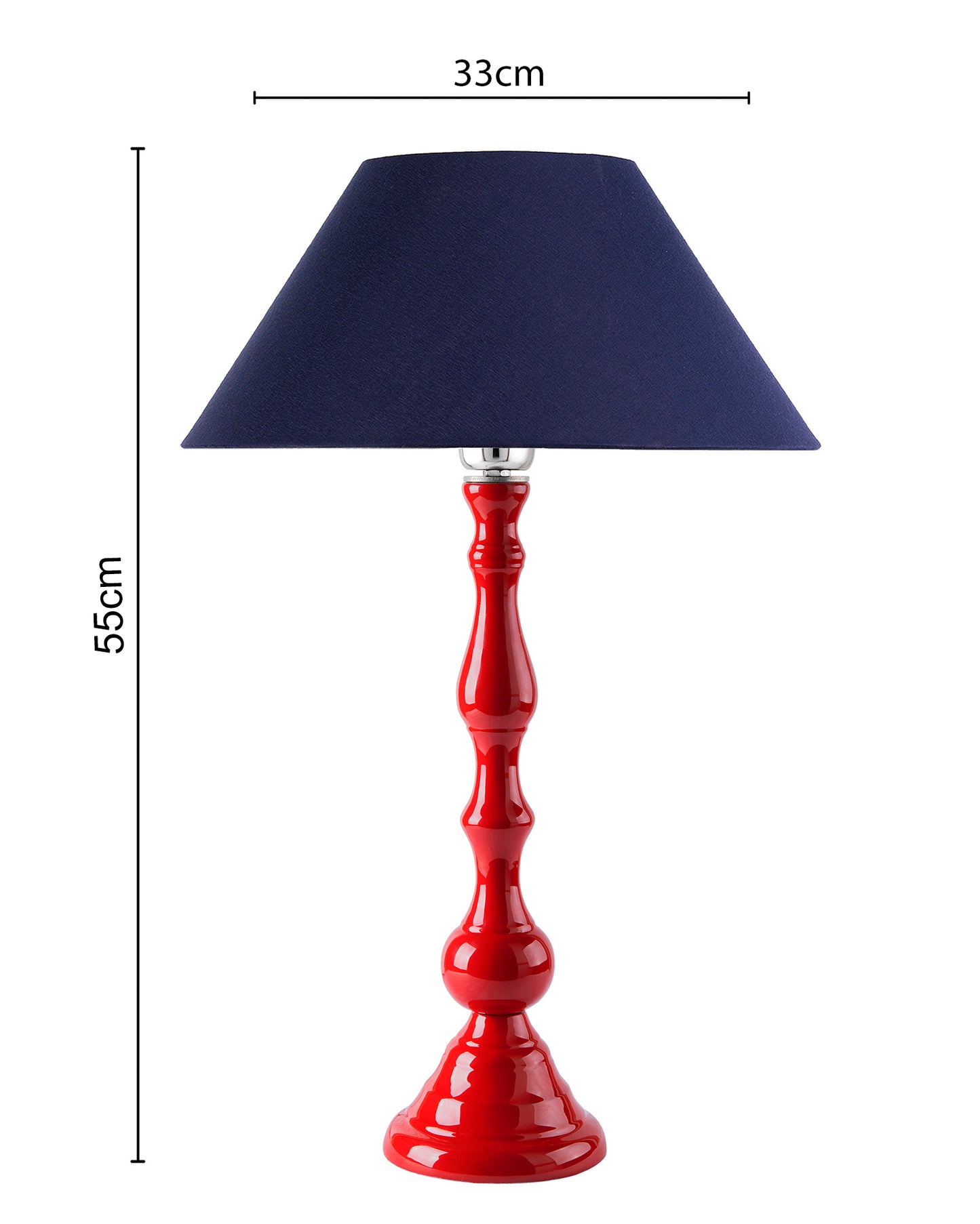 Glossy Red Teardrop Aluminium Table Lamp With Cone Shade, Bedside, Living Room Study Lamp, Bulb Included