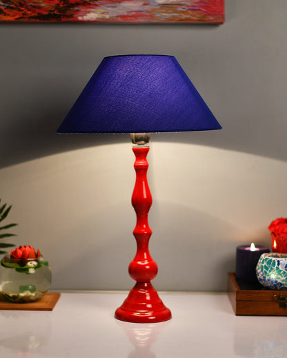 Glossy Red Teardrop Aluminium Table Lamp With Cone Shade, Bedside, Living Room Study Lamp, Bulb Included