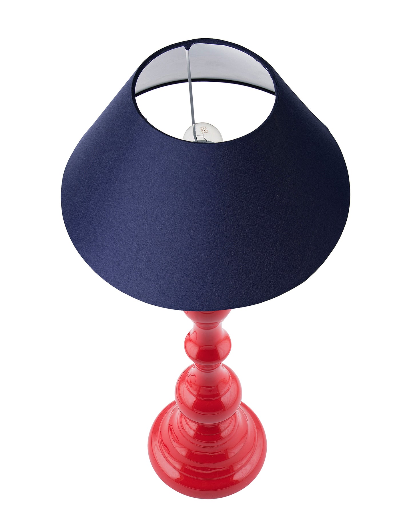Glossy Red Teardrop Aluminium Table Lamp With Cone Shade, Bedside, Living Room Study Lamp, Bulb Included