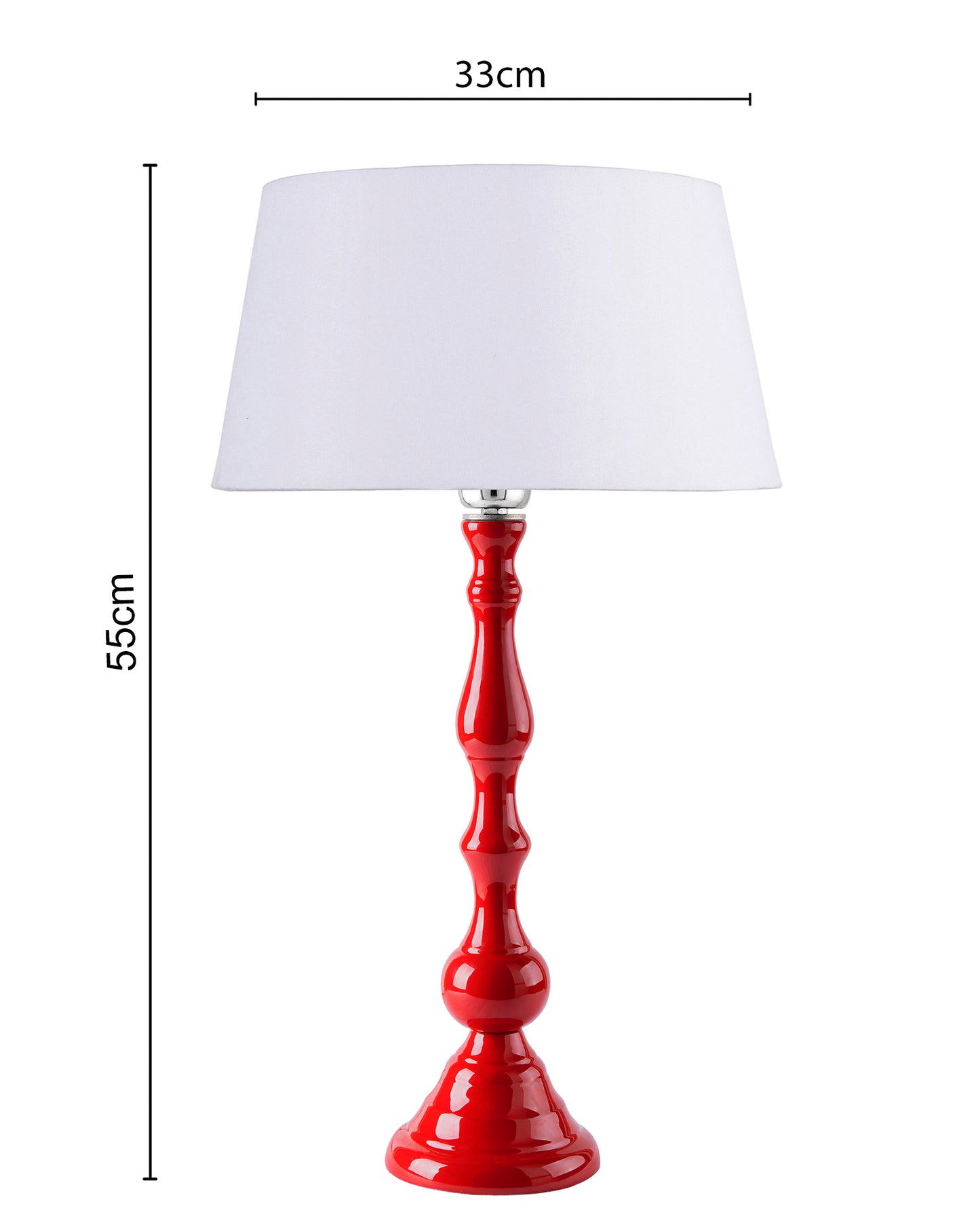 Glossy Red Teardrop Aluminium Table Lamp With Cone Shade, Bedside, Living Room Study Lamp, Bulb Included