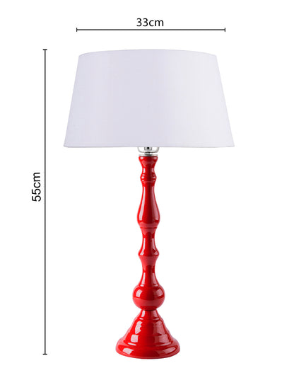 Glossy Red Teardrop Aluminium Table Lamp With Cone Shade, Bedside, Living Room Study Lamp, Bulb Included