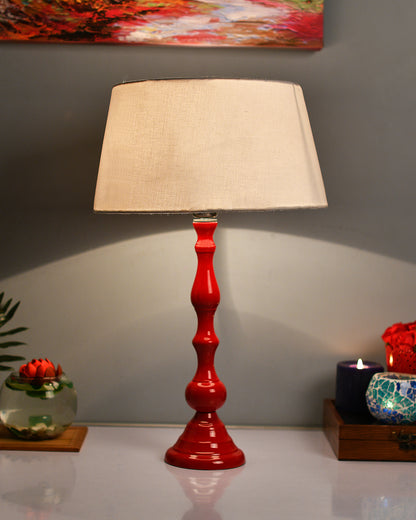 Glossy Red Teardrop Aluminium Table Lamp With Cone Shade, Bedside, Living Room Study Lamp, Bulb Included