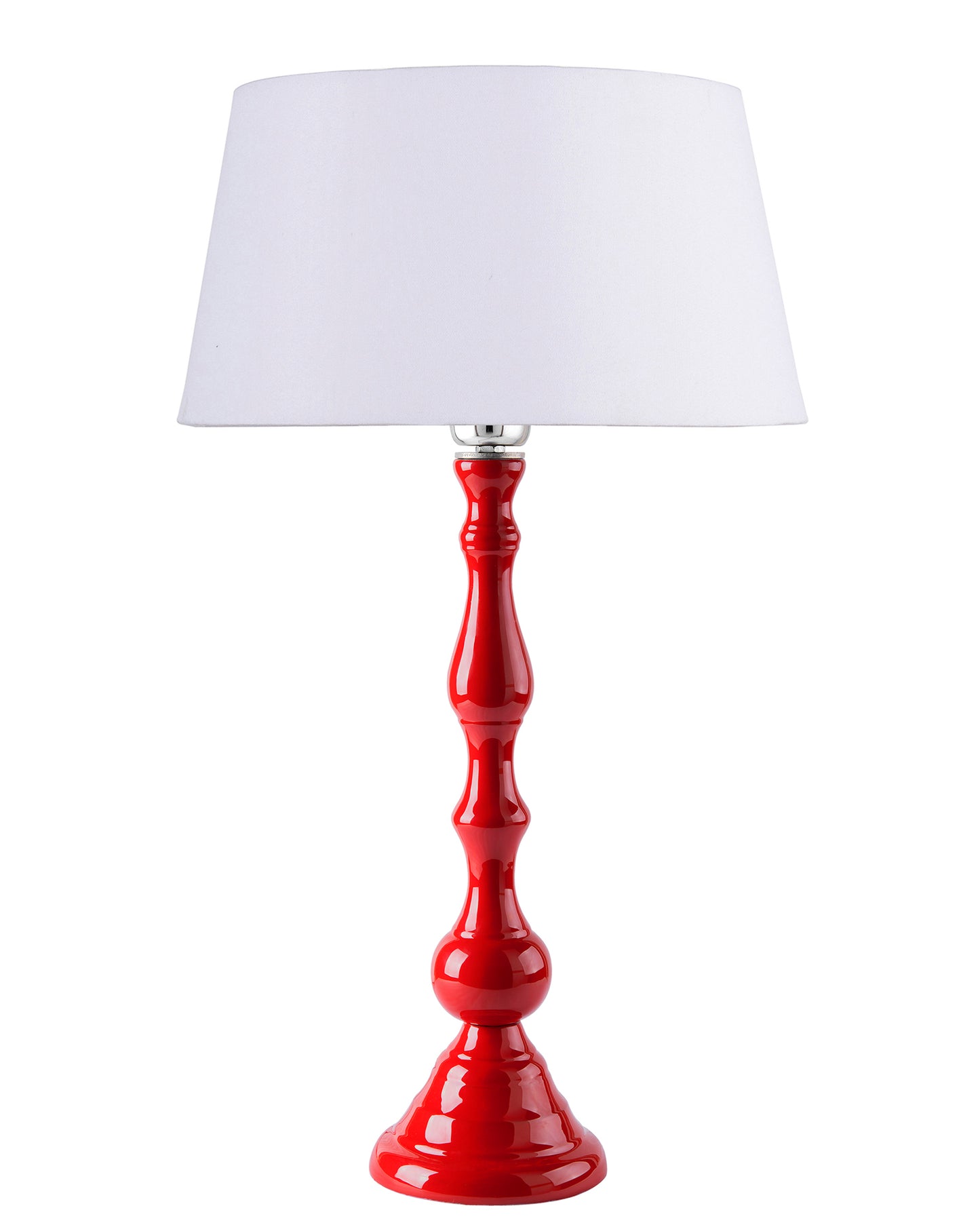 Glossy Red Teardrop Aluminium Table Lamp With Cone Shade, Bedside, Living Room Study Lamp, Bulb Included
