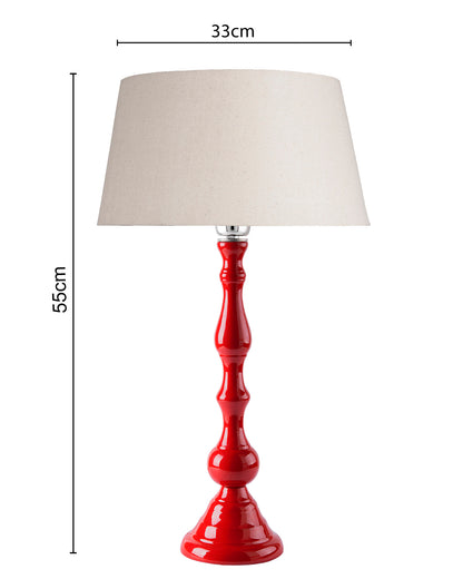 Glossy Red Teardrop Aluminium Table Lamp With Cone Shade, Bedside, Living Room Study Lamp, Bulb Included