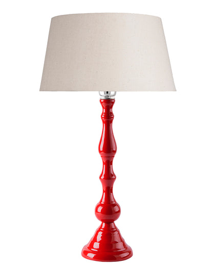 Glossy Red Teardrop Aluminium Table Lamp With Cone Shade, Bedside, Living Room Study Lamp, Bulb Included