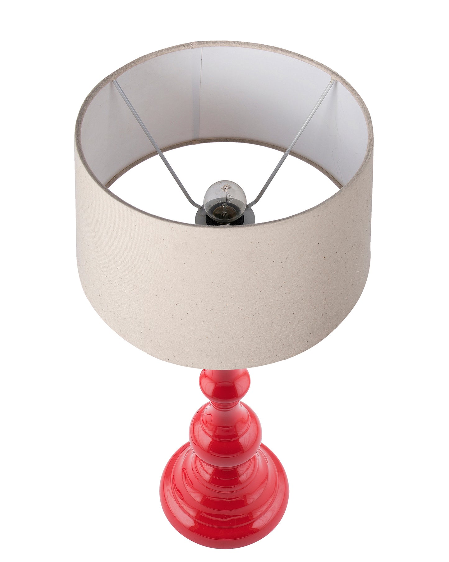 Glossy Red Teardrop Aluminium Table Lamp With Cone Shade, Bedside, Living Room Study Lamp, Bulb Included