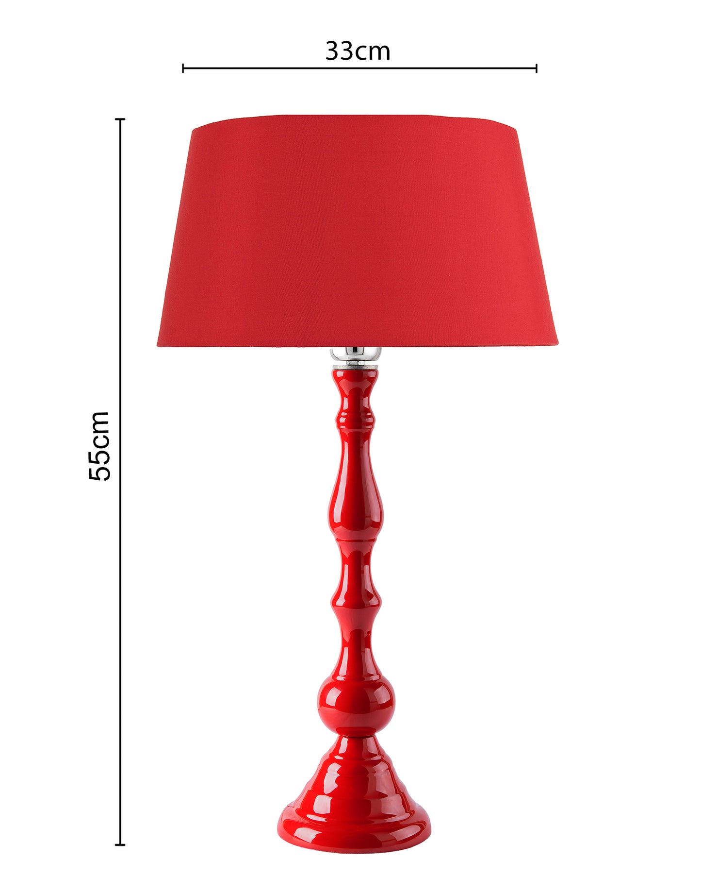 Glossy Red Teardrop Aluminium Table Lamp With Cone Shade, Bedside, Living Room Study Lamp, Bulb Included
