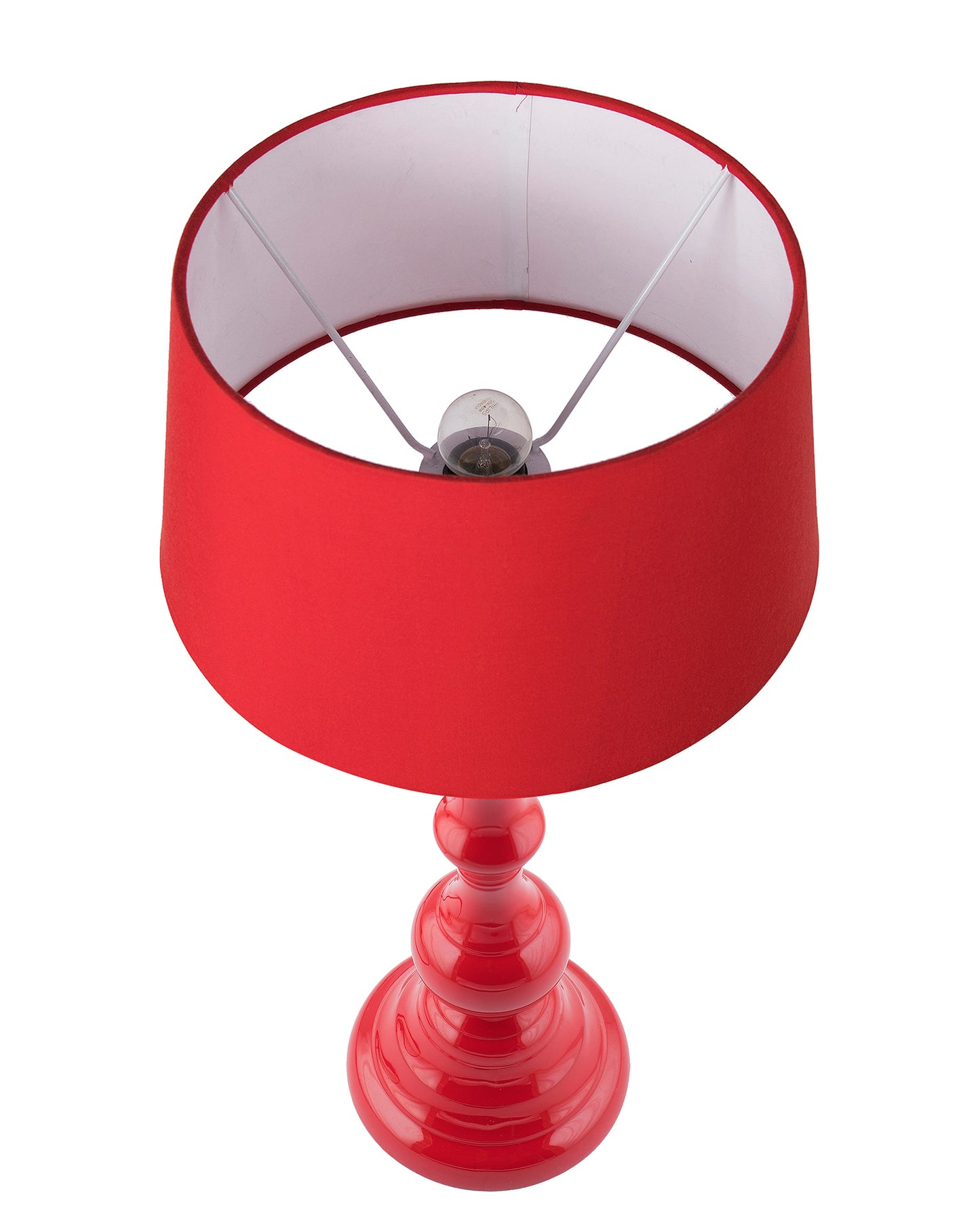 Glossy Red Teardrop Aluminium Table Lamp With Cone Shade, Bedside, Living Room Study Lamp, Bulb Included