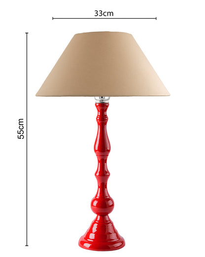 Glossy Red Teardrop Aluminium Table Lamp With Cone Shade, Bedside, Living Room Study Lamp, Bulb Included