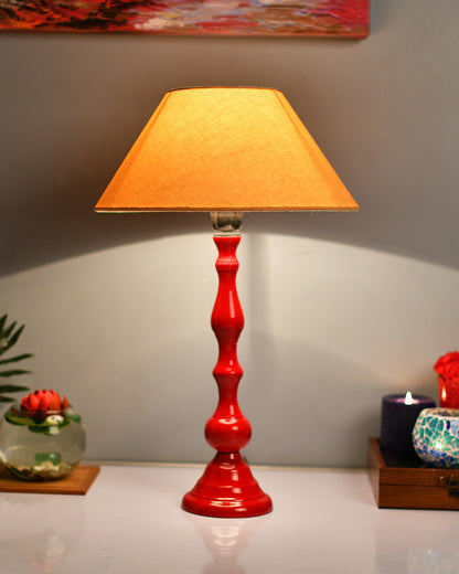Glossy Red Teardrop Aluminium Table Lamp With Cone Shade, Bedside, Living Room Study Lamp, Bulb Included
