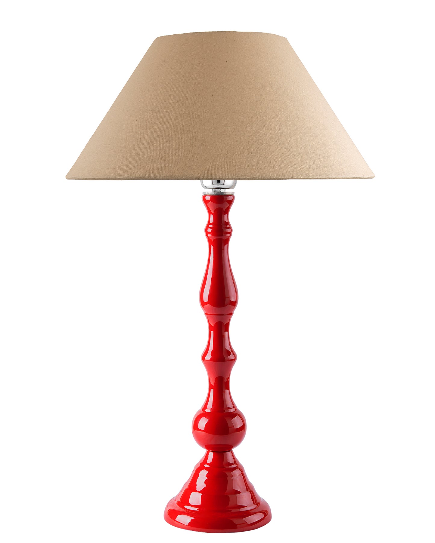 Glossy Red Teardrop Aluminium Table Lamp With Cone Shade, Bedside, Living Room Study Lamp, Bulb Included