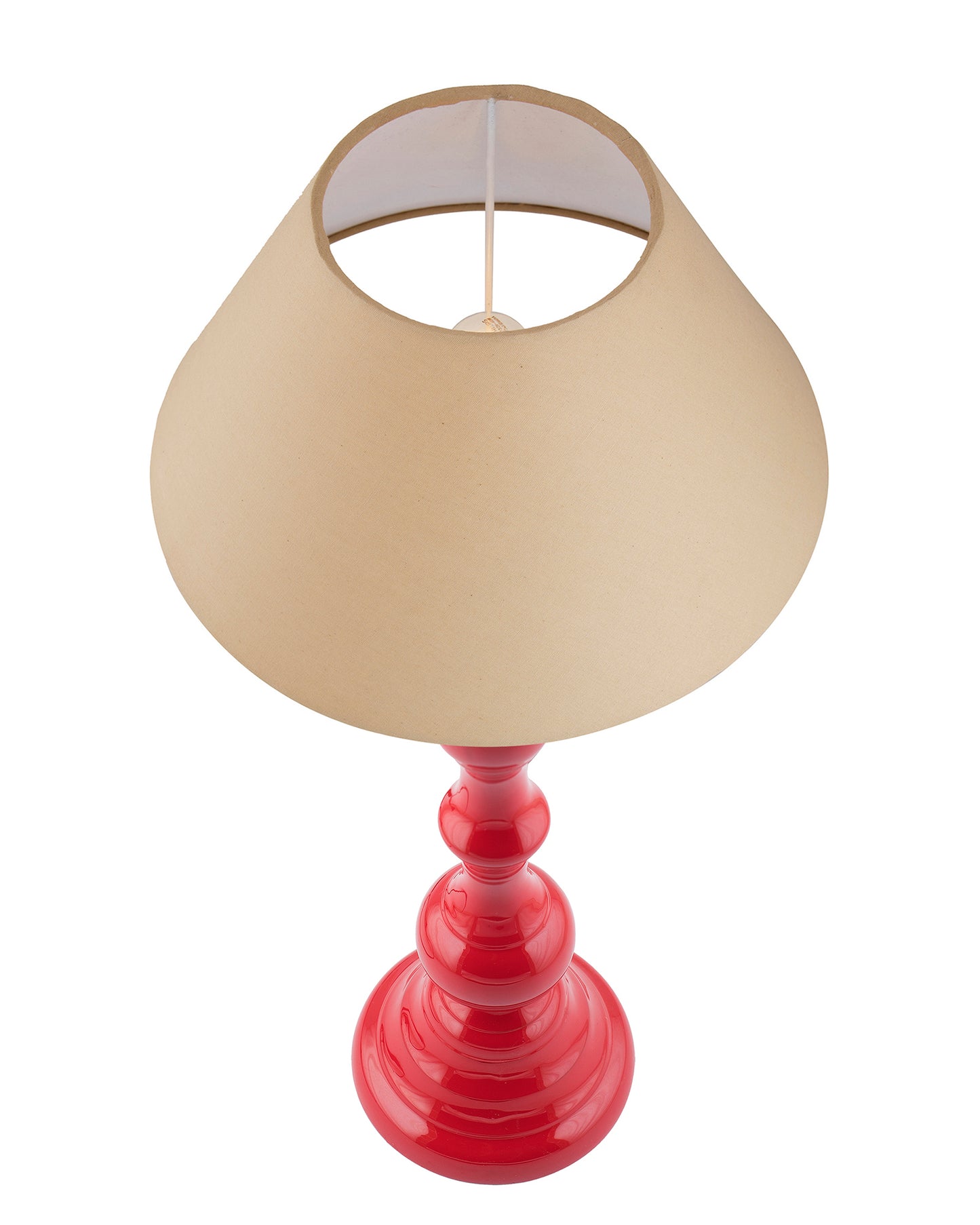 Glossy Red Teardrop Aluminium Table Lamp With Cone Shade, Bedside, Living Room Study Lamp, Bulb Included