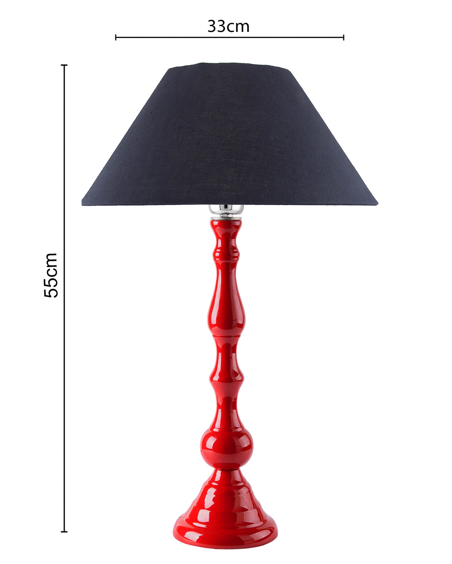 Glossy Red Teardrop Aluminium Table Lamp With Cone Shade, Bedside, Living Room Study Lamp, Bulb Included
