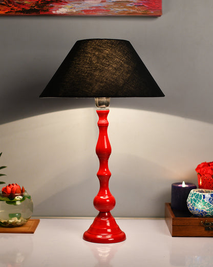 Glossy Red Teardrop Aluminium Table Lamp With Cone Shade, Bedside, Living Room Study Lamp, Bulb Included