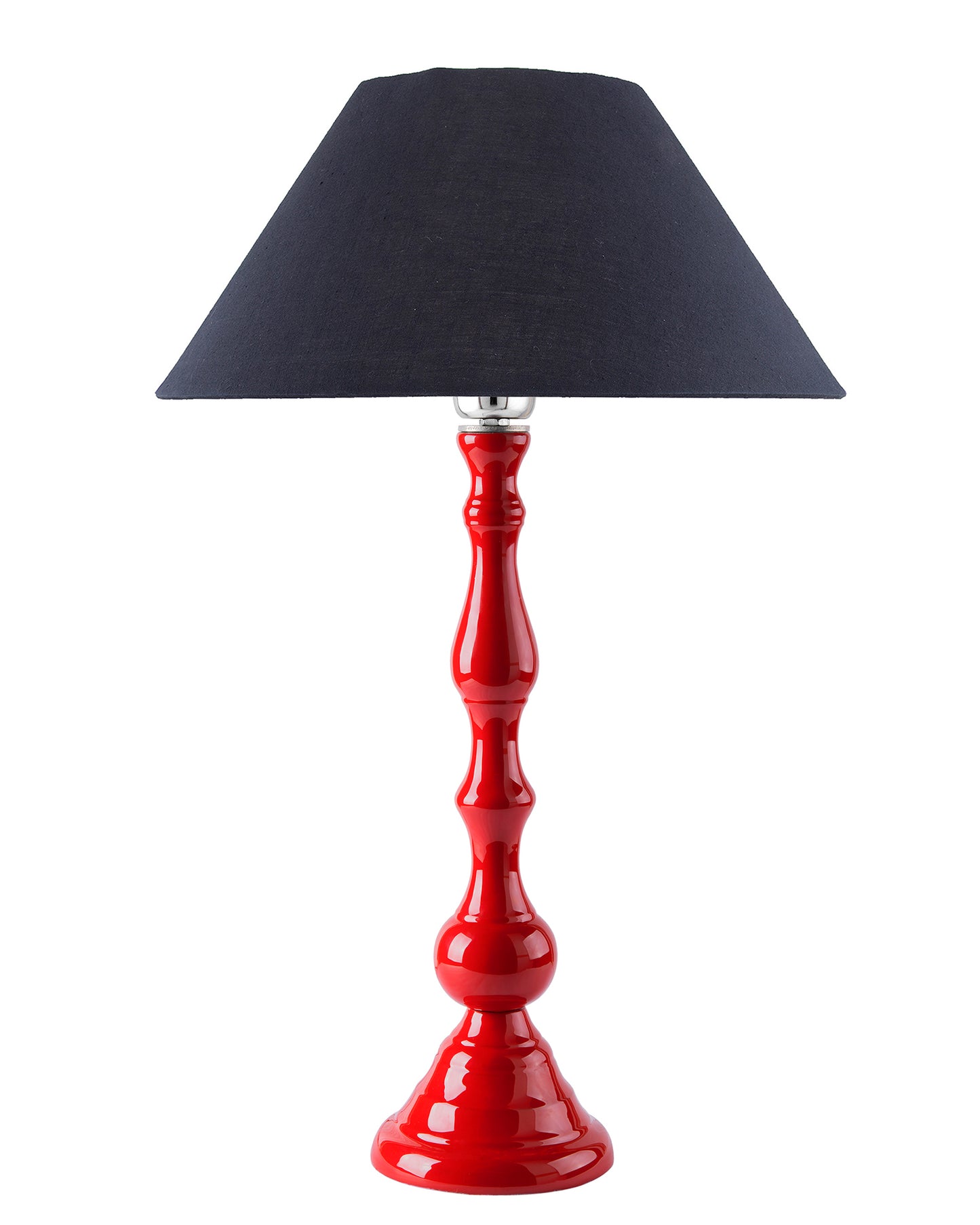 Glossy Red Teardrop Aluminium Table Lamp With Cone Shade, Bedside, Living Room Study Lamp, Bulb Included