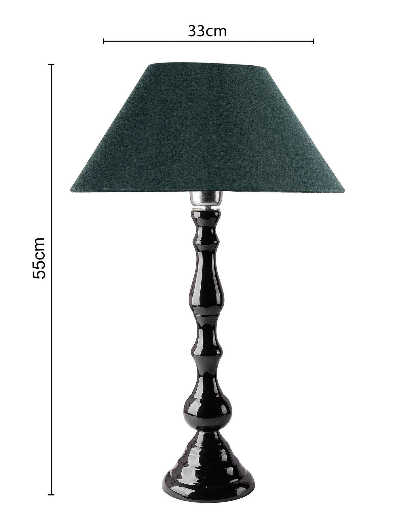 Glossy Black Teardrop Aluminium Table Lamp With Cone Shade, Bedside, Living Room Study Lamp, Bulb Included