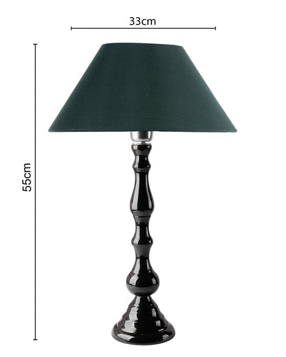 Glossy Black Teardrop Aluminium Table Lamp With Cone Shade, Bedside, Living Room Study Lamp, Bulb Included