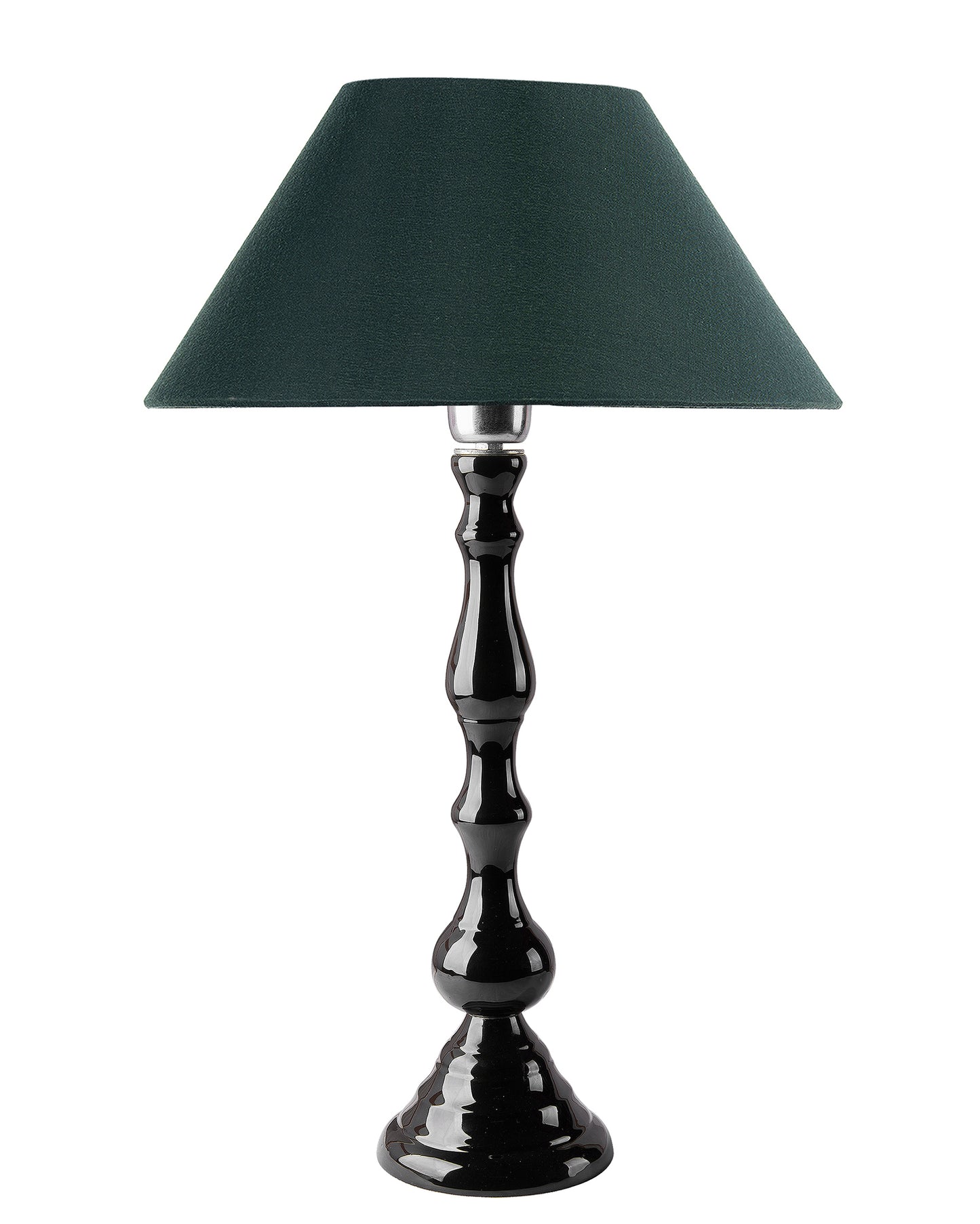 Glossy Black Teardrop Aluminium Table Lamp With Cone Shade, Bedside, Living Room Study Lamp, Bulb Included