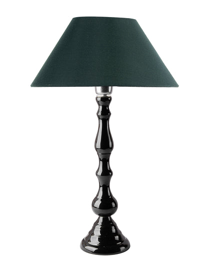 Glossy Black Teardrop Aluminium Table Lamp With Cone Shade, Bedside, Living Room Study Lamp, Bulb Included