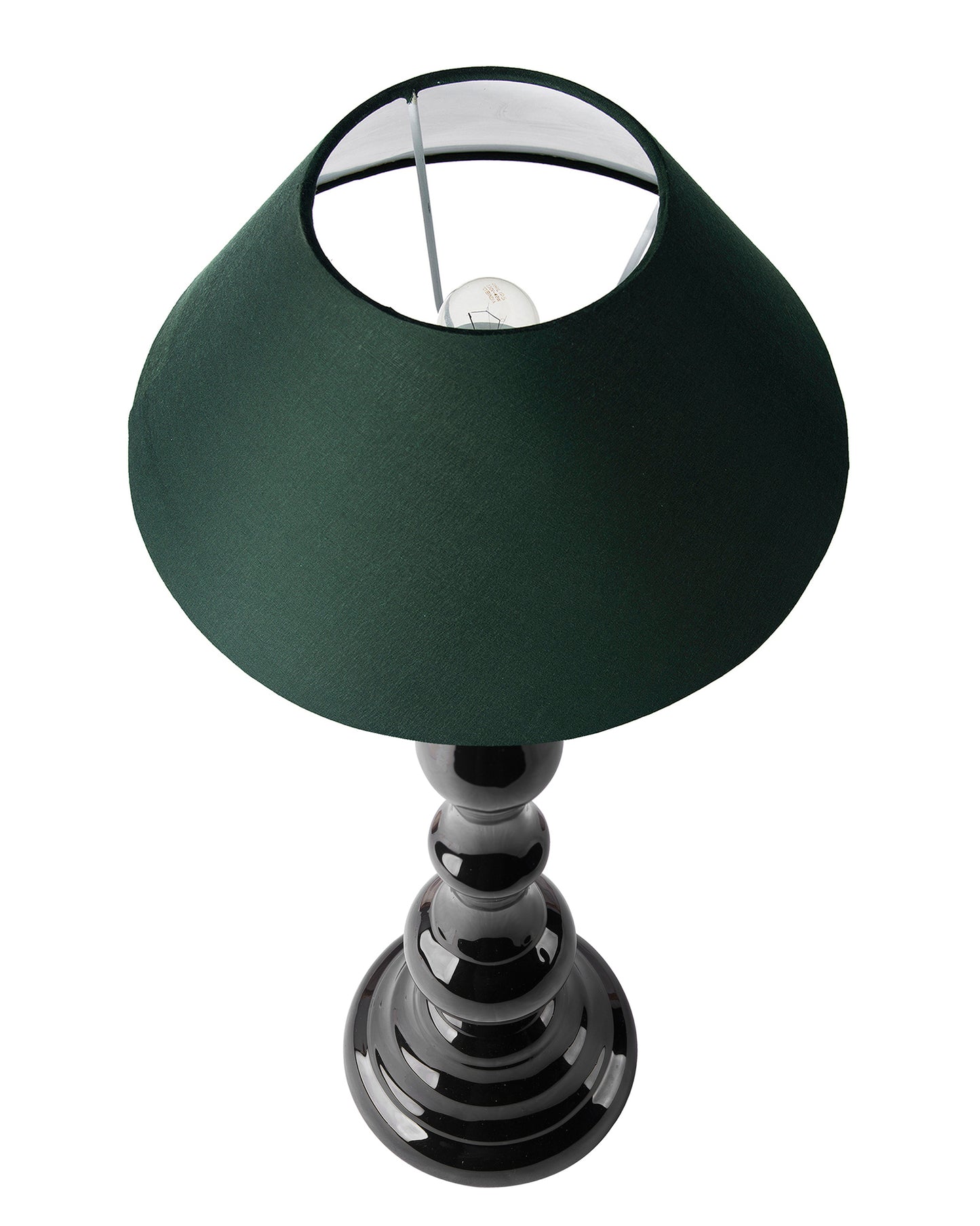 Glossy Black Teardrop Aluminium Table Lamp With Cone Shade, Bedside, Living Room Study Lamp, Bulb Included