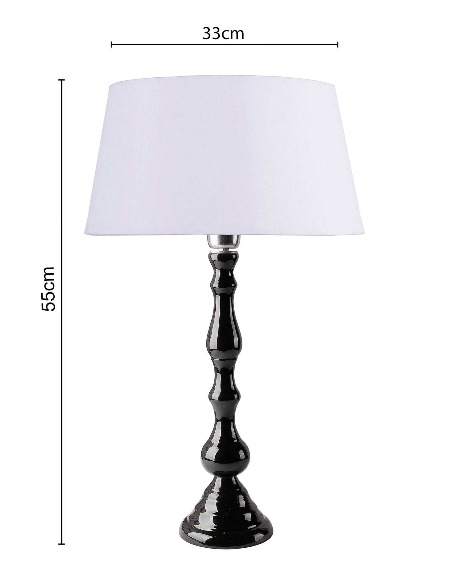 Glossy Black Teardrop Aluminium Table Lamp With Cone Shade, Bedside, Living Room Study Lamp, Bulb Included