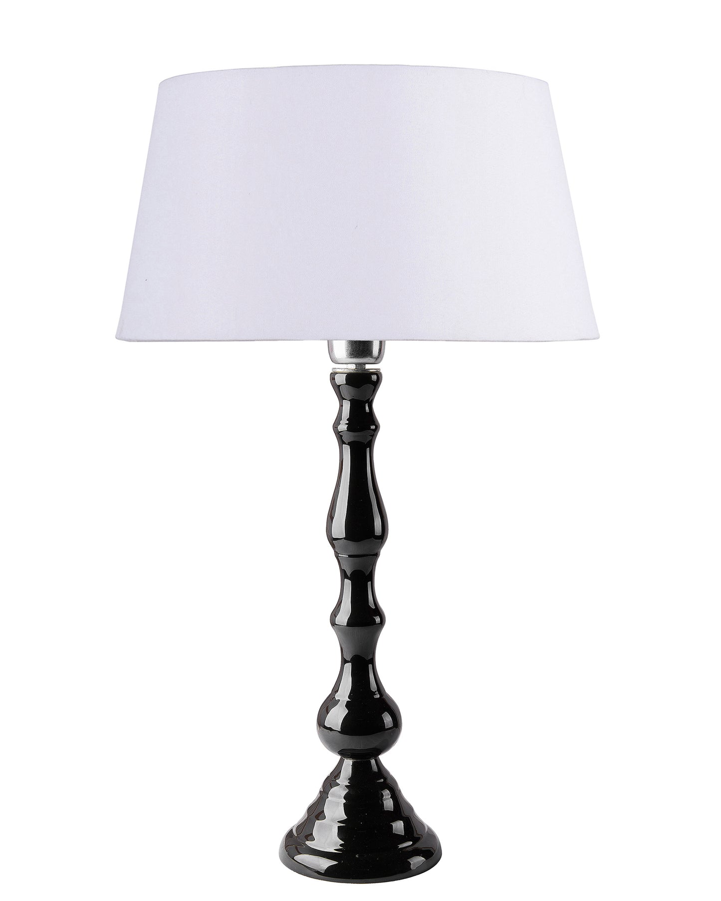 Glossy Black Teardrop Aluminium Table Lamp With Cone Shade, Bedside, Living Room Study Lamp, Bulb Included