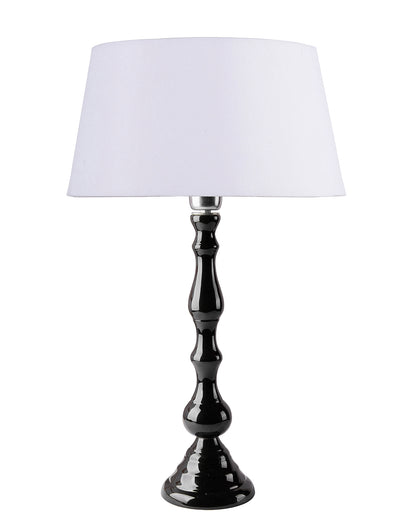 Glossy Black Teardrop Aluminium Table Lamp With Cone Shade, Bedside, Living Room Study Lamp, Bulb Included