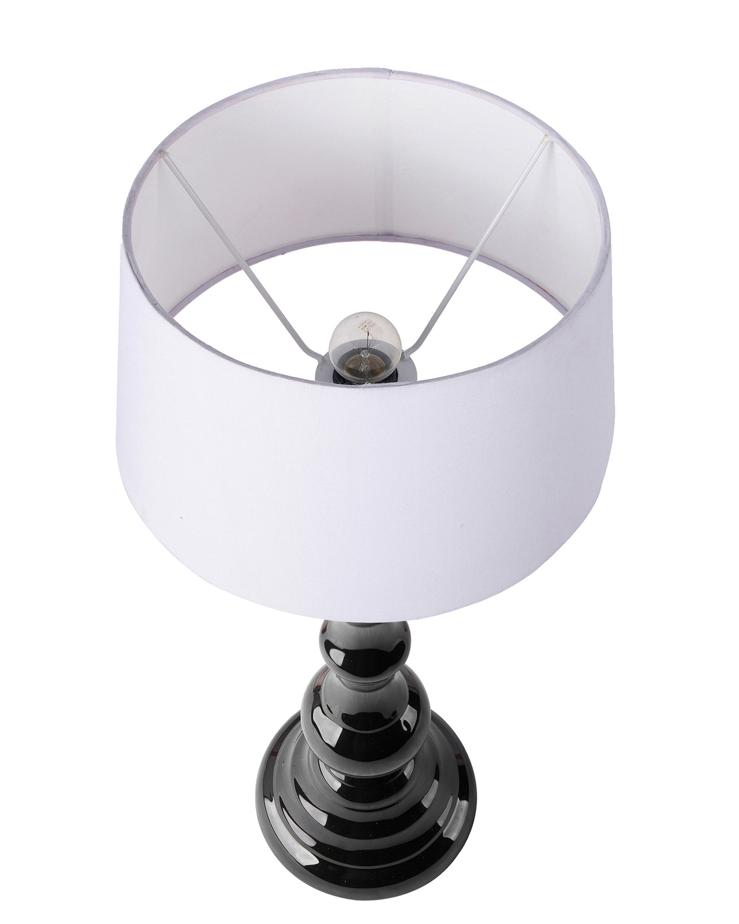 Glossy Black Teardrop Aluminium Table Lamp With Cone Shade, Bedside, Living Room Study Lamp, Bulb Included